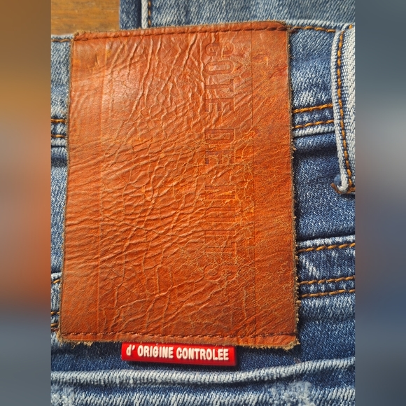 Cote De Nuits Distressed Patched Skinny Jeans size 36x33 - Picture 6 of 12